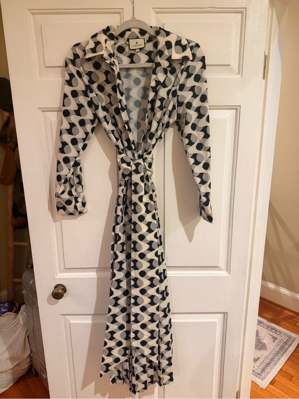 Tuckernuck Black & White Long-Sleeve Wrap Dress